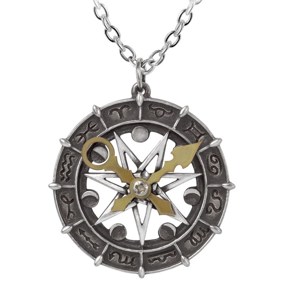 Alchemy Gothic Astro-lunial Compass Pendant Zodiac Astrology Necklace NWT